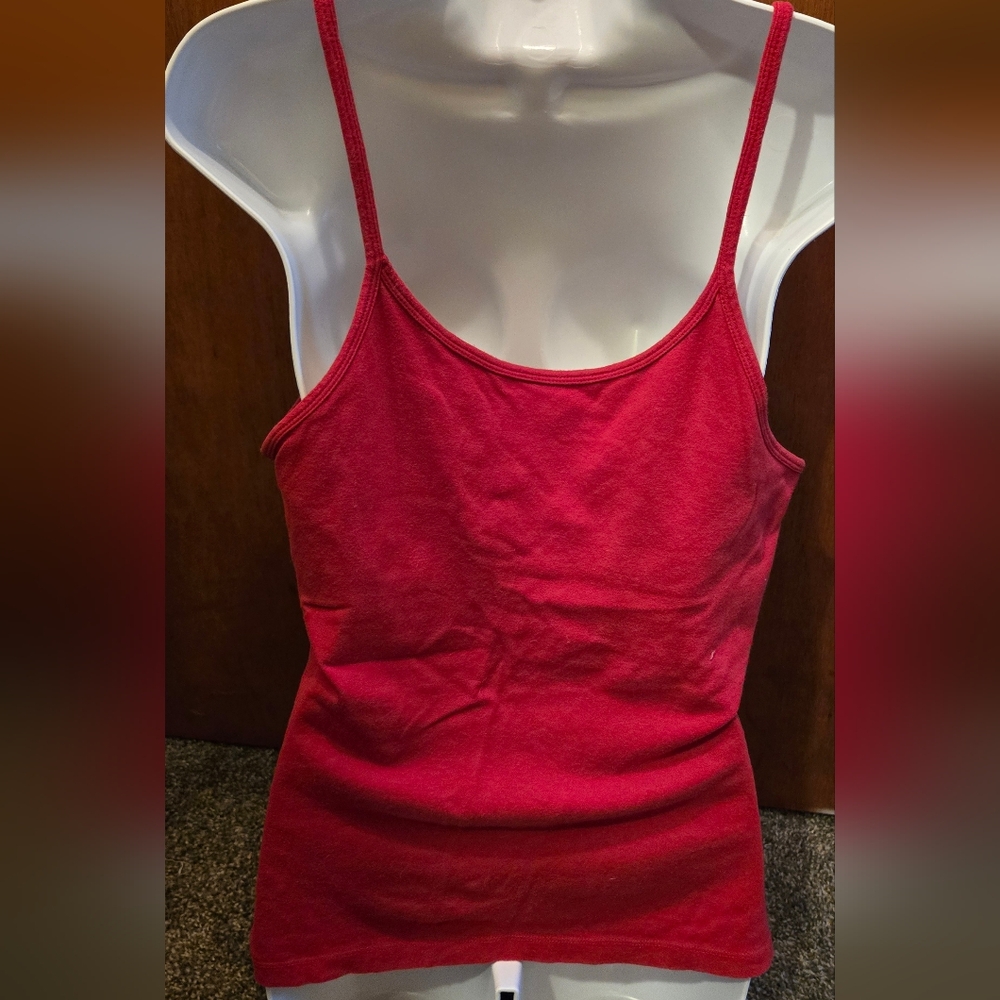 Moda Red Tank Top Built In Shelf Bra SzM - Picture 4 of 6